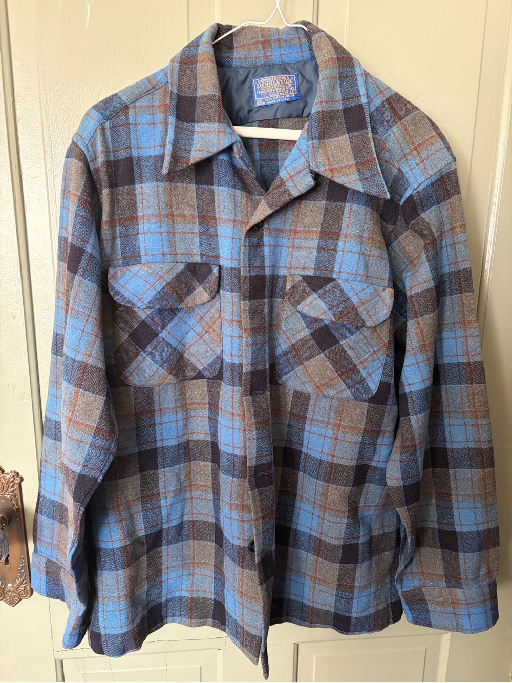Vintage Pendleton 1950’s Wool Jacket - Blue & Brown. Made in USA